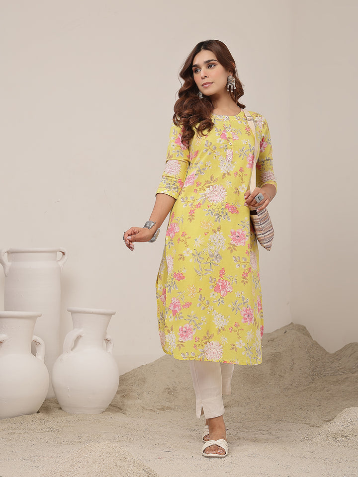Straight Cotton Printed Kurta