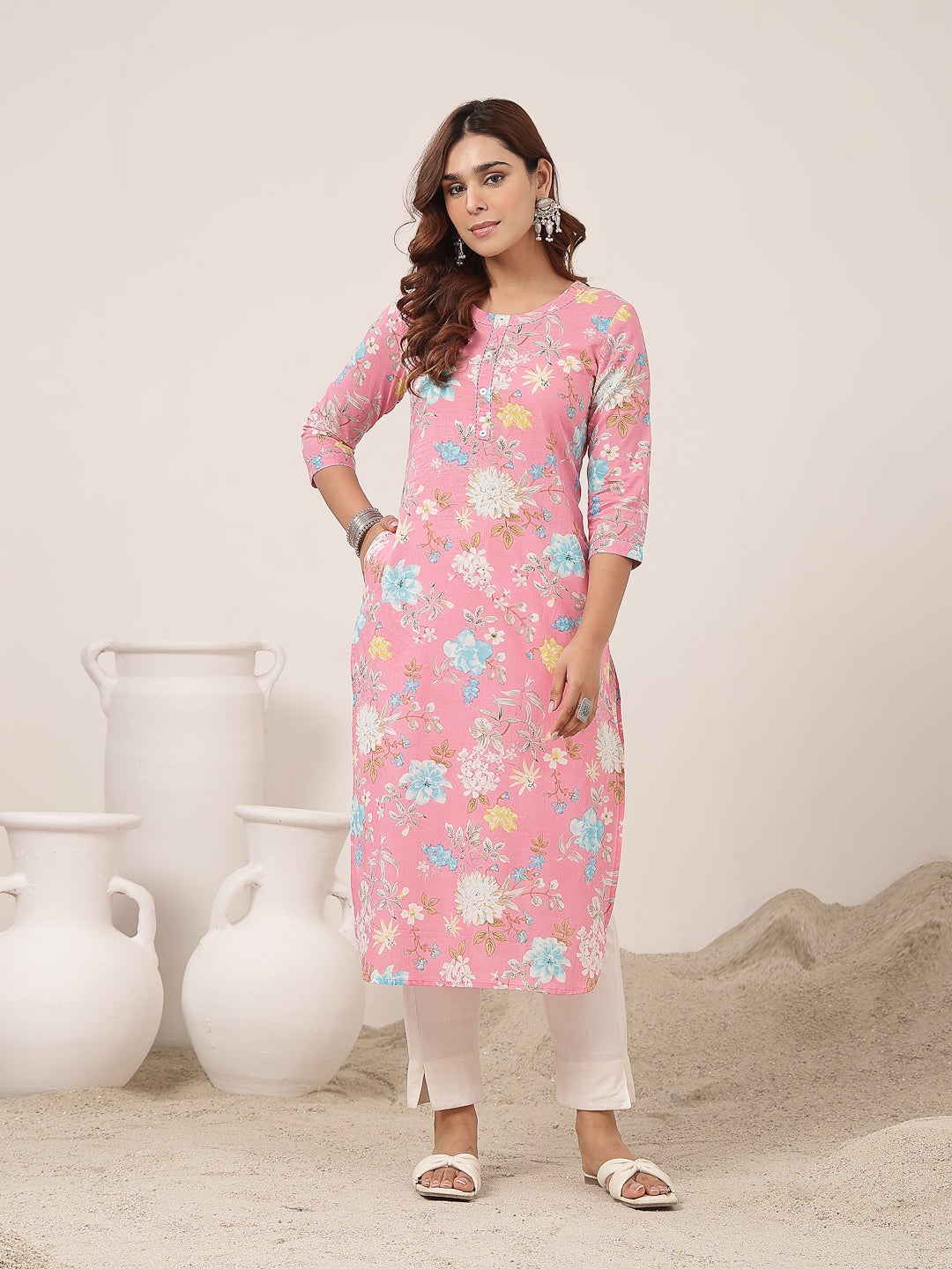 Straight Cotton Printed Kurta