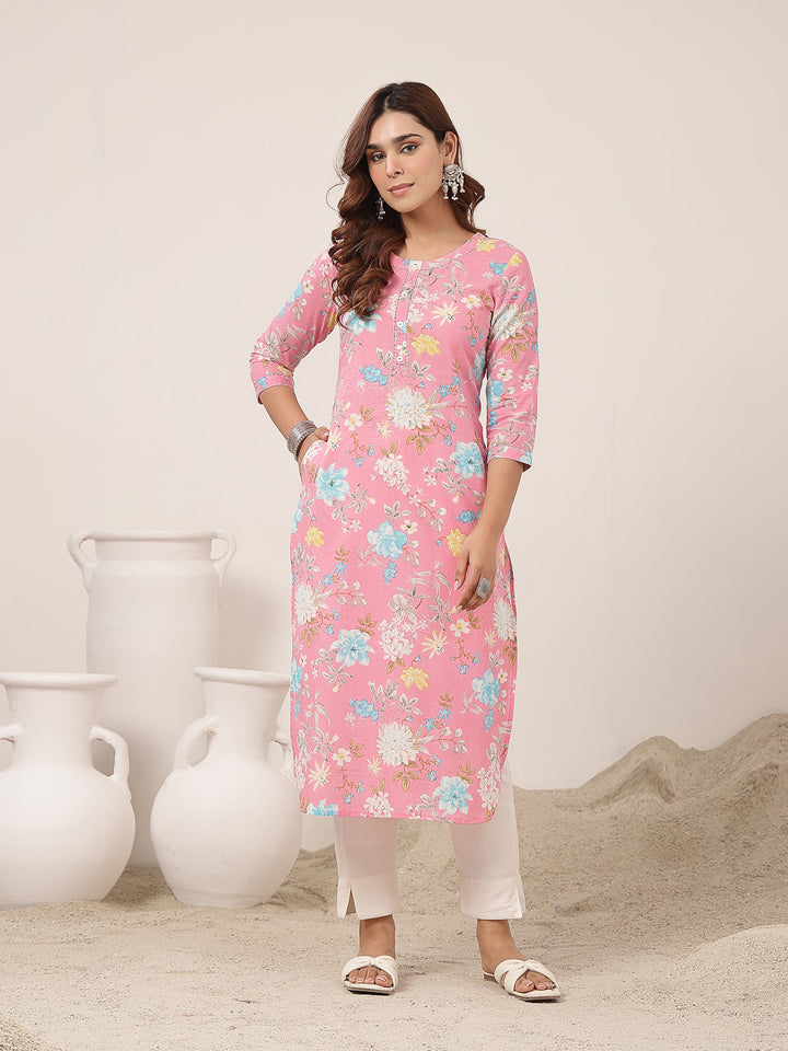 Straight Cotton Printed Kurta