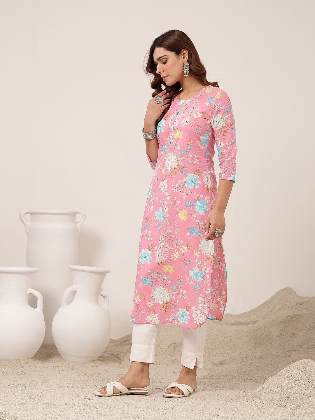 Straight Cotton Printed Kurta