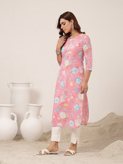 Straight Cotton Printed Kurta