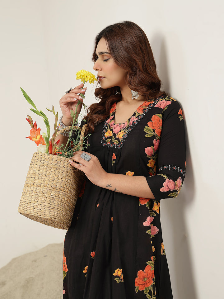 Flared Rayon Printed Kurta