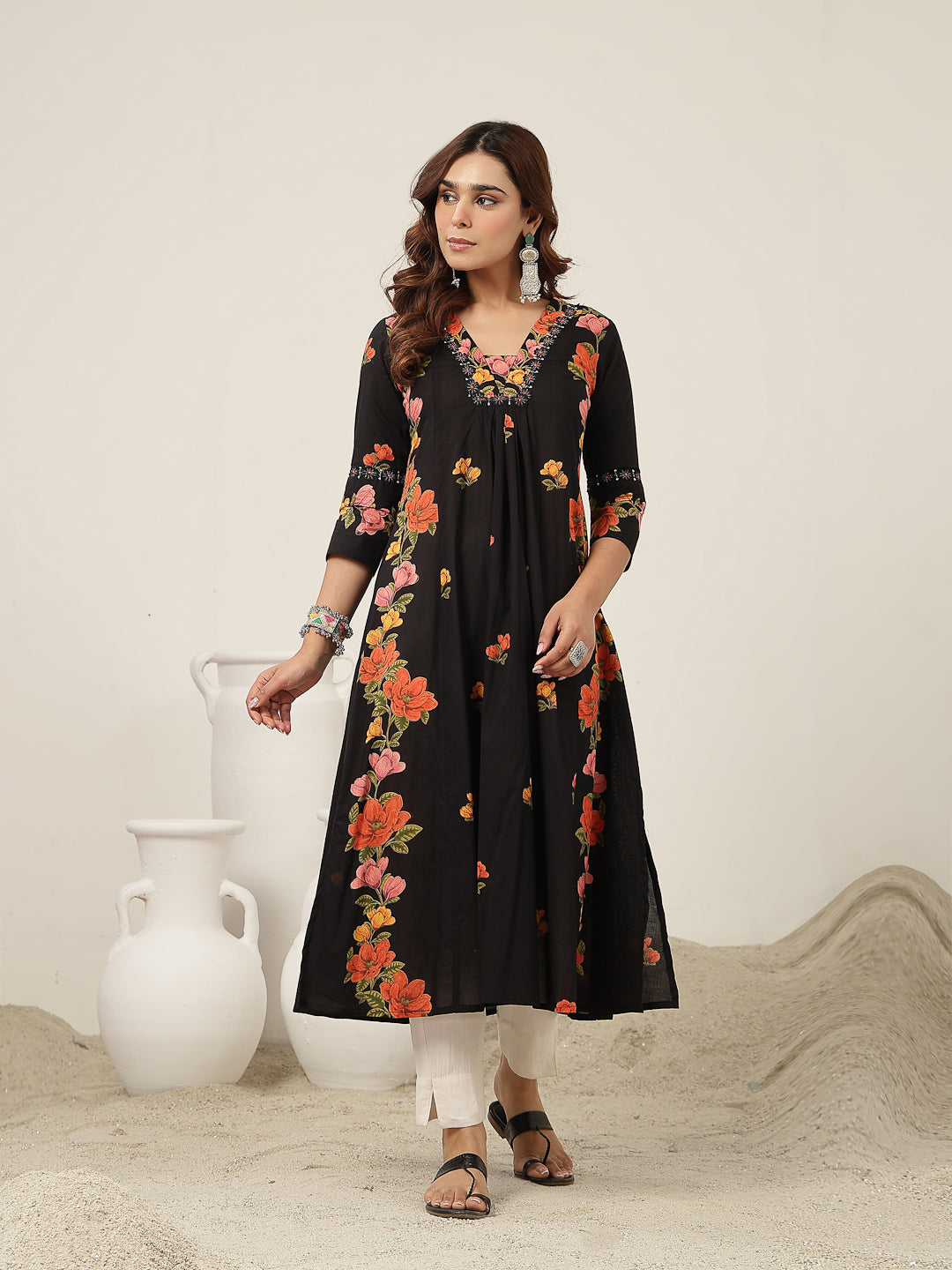 Flared Rayon Printed Kurta