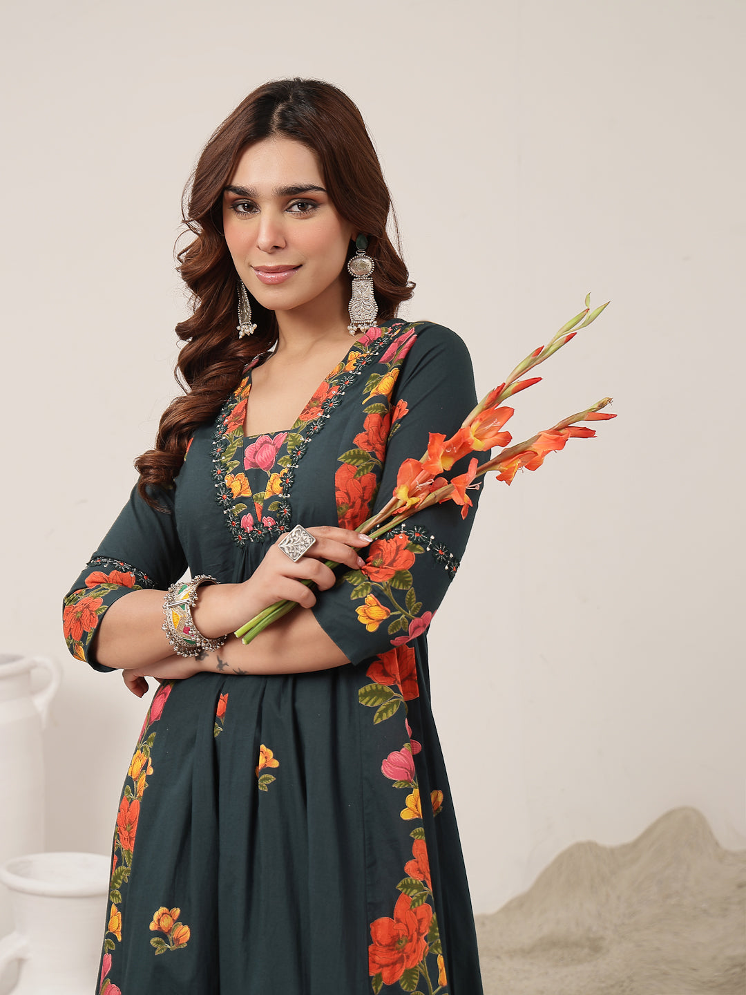 Flared Rayon Printed Kurta