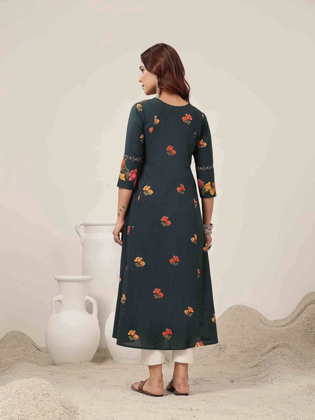 Flared Rayon Printed Kurta