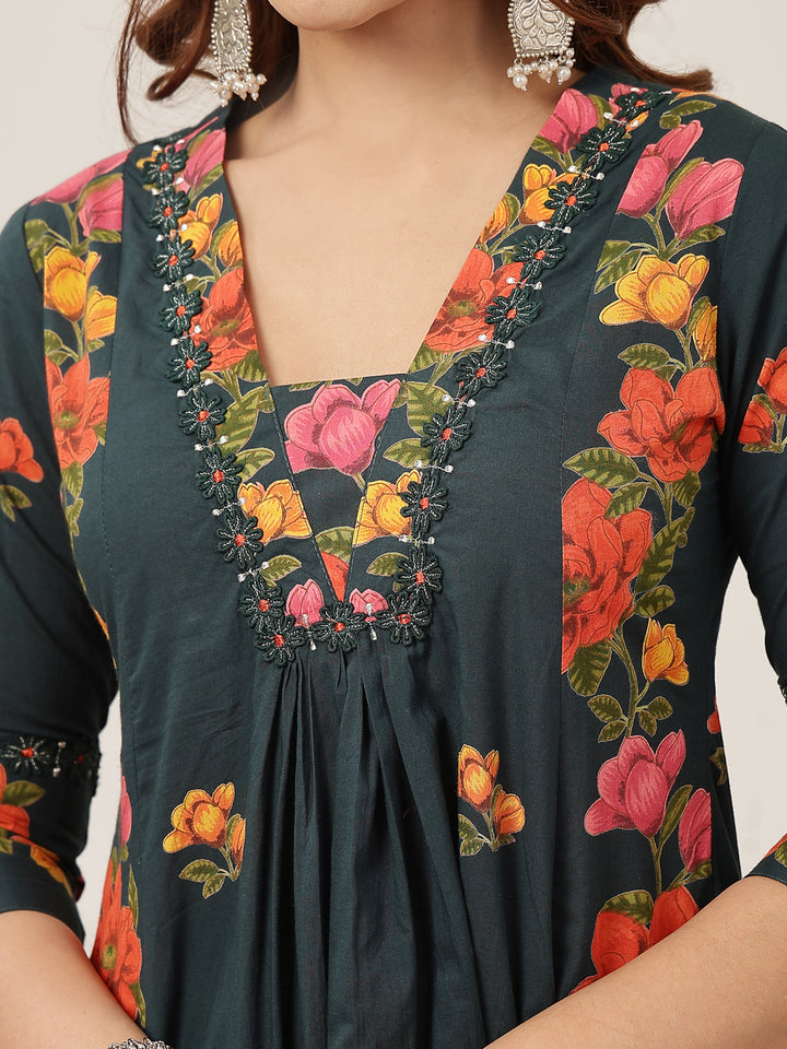 Flared Rayon Printed Kurta