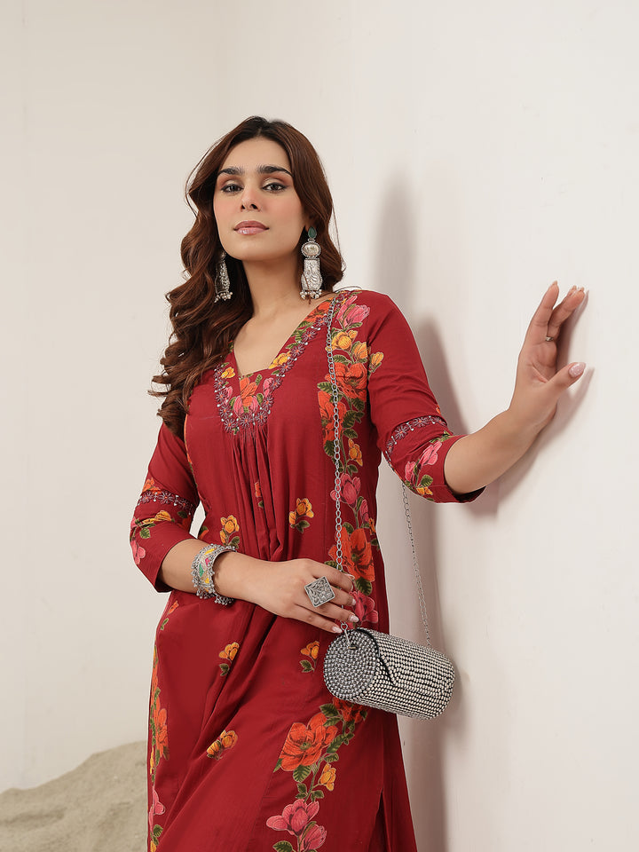 Flared Rayon Printed Kurta
