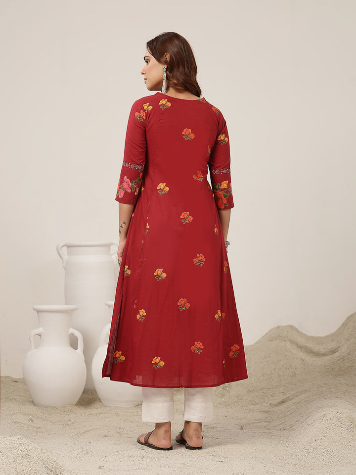 Flared Rayon Printed Kurta