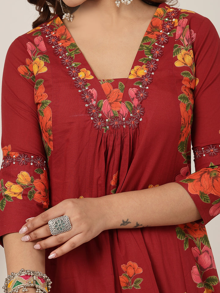 Flared Rayon Printed Kurta