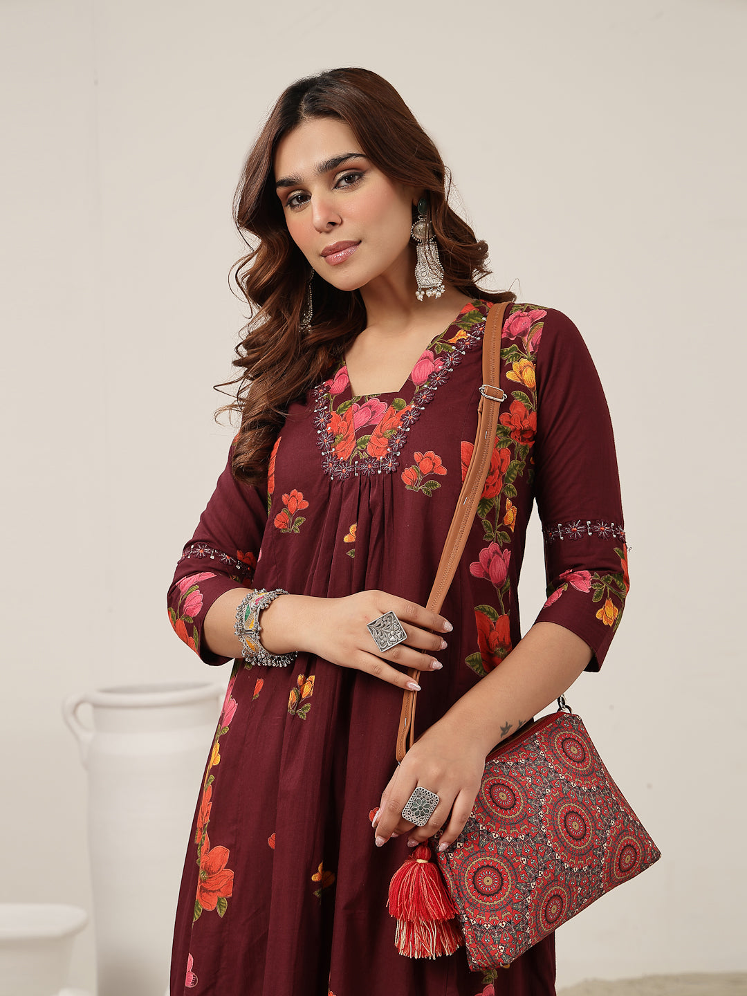 Flared Rayon Printed Kurta