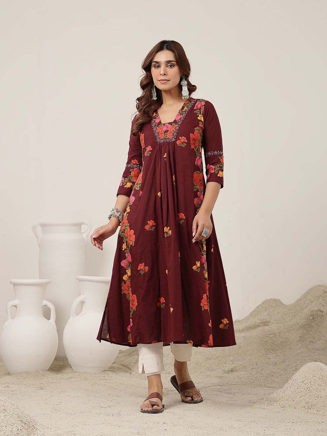 Flared Rayon Printed Kurta