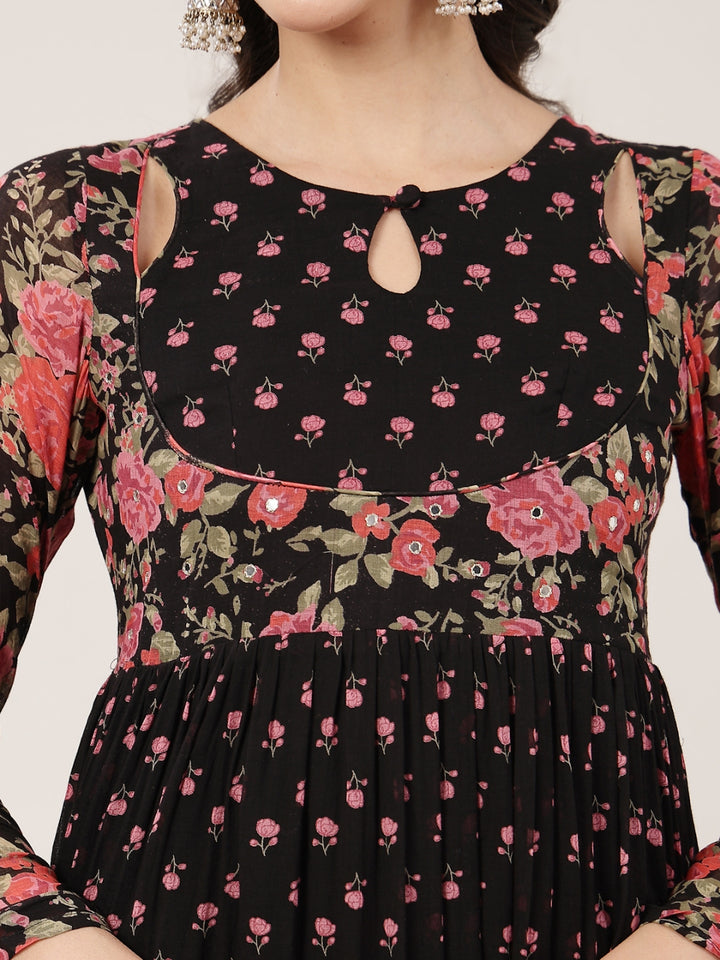 Flared Malmal Printed Kurta Set With Dupatta