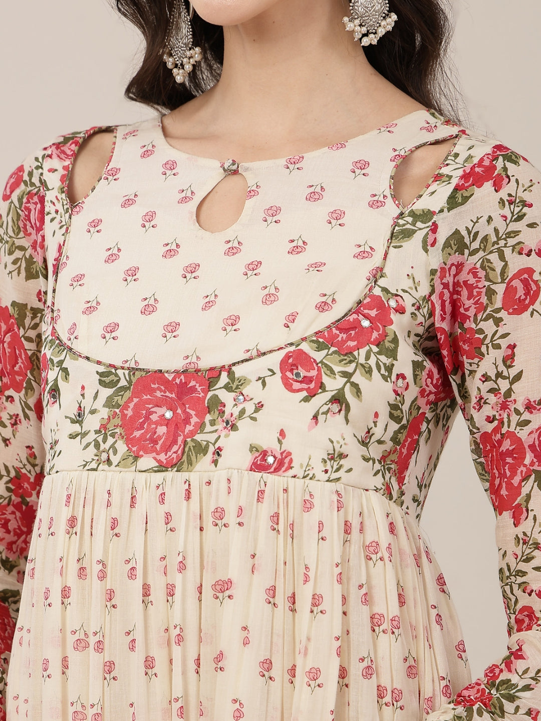 Flared Malmal Printed Kurta Set With Dupatta