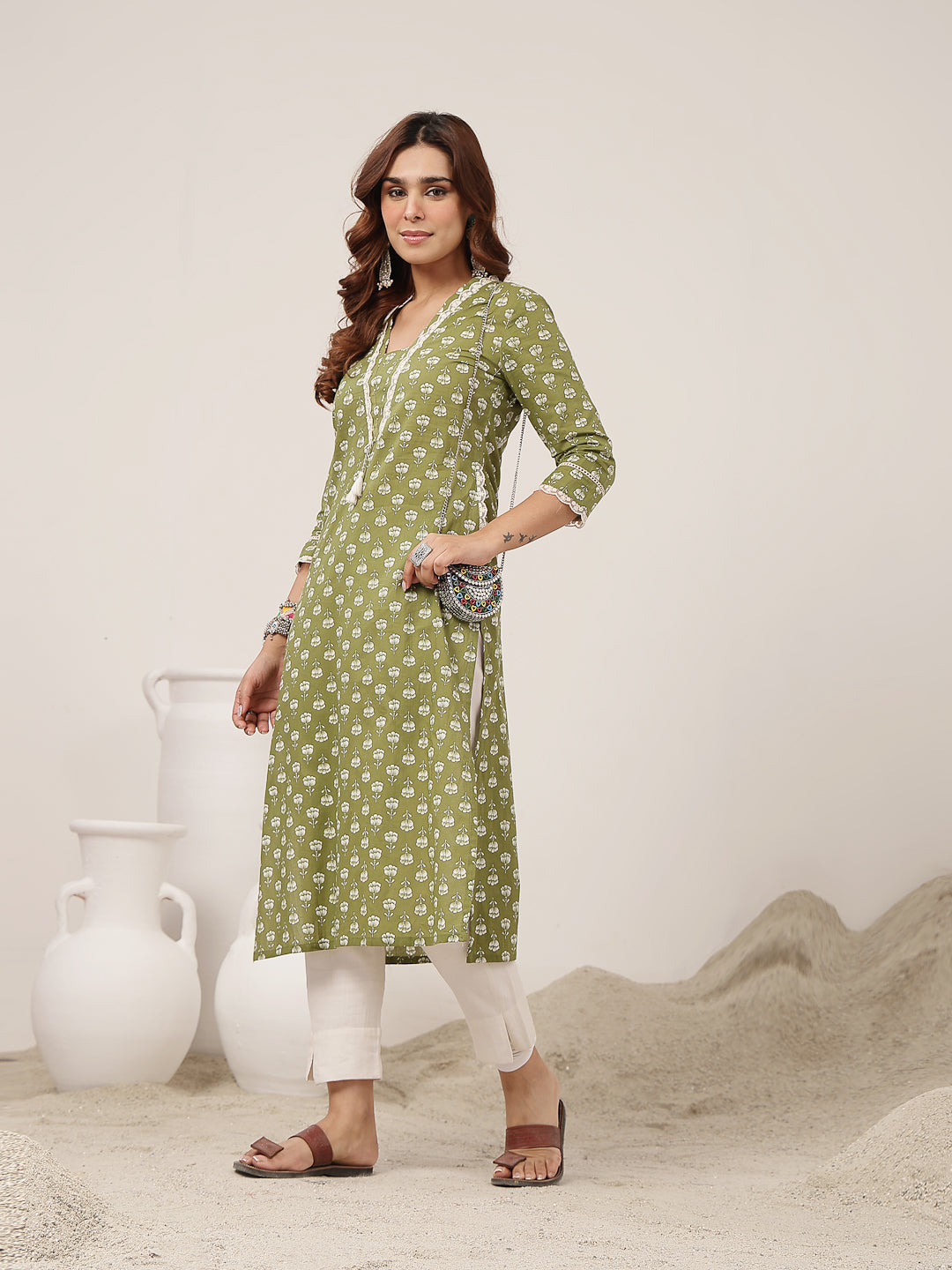 Straight Cotton Printed Kurta