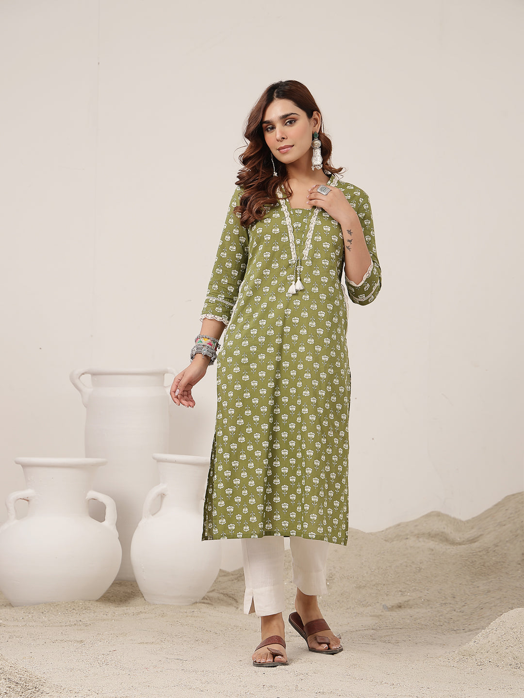 Straight Cotton Printed Kurta