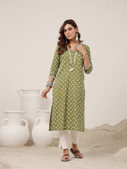 Straight Cotton Printed Kurta
