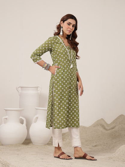 Straight Cotton Printed Kurta