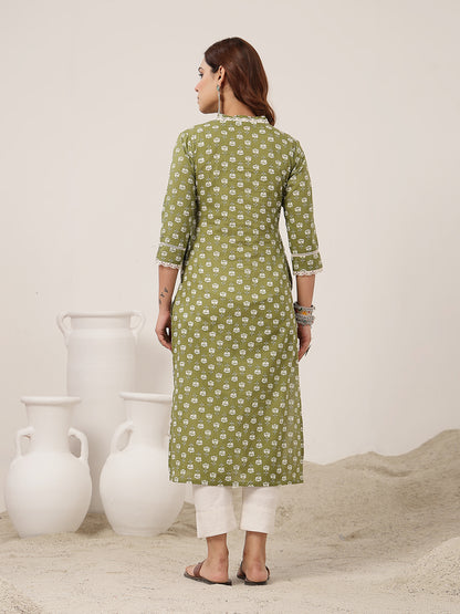 Straight Cotton Printed Kurta