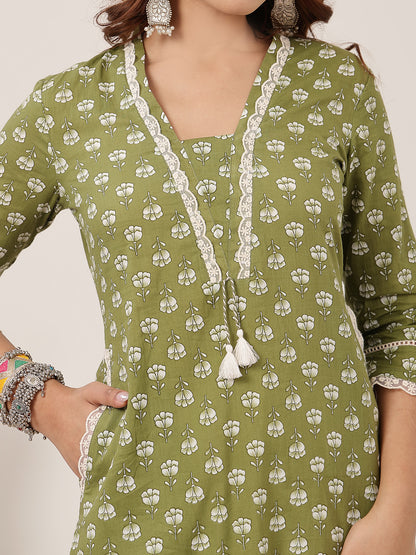 Straight Cotton Printed Kurta