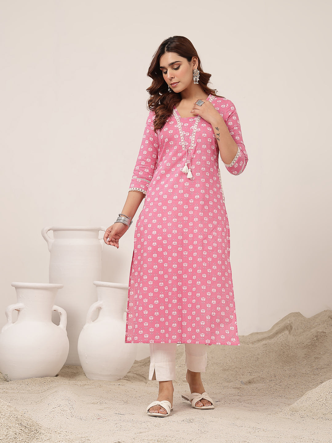 Straight Cotton Printed Kurta