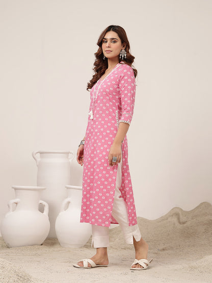 Straight Cotton Printed Kurta