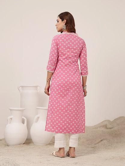 Straight Cotton Printed Kurta