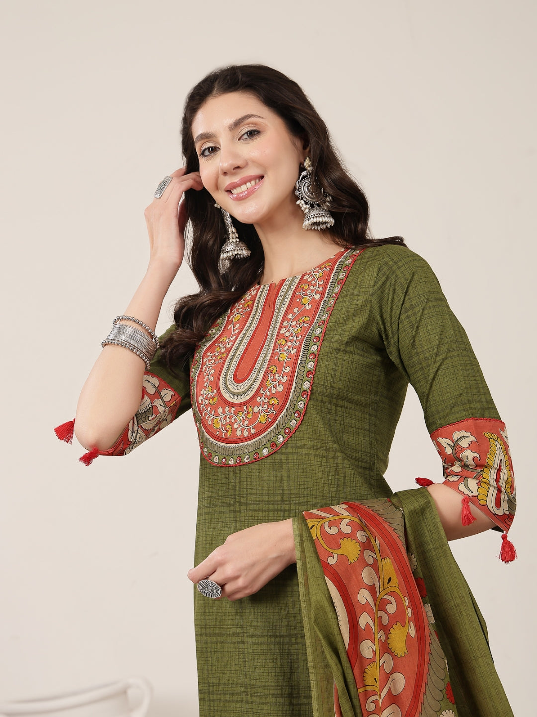 Straight Cotton Printed Kurta Set With Dupatta