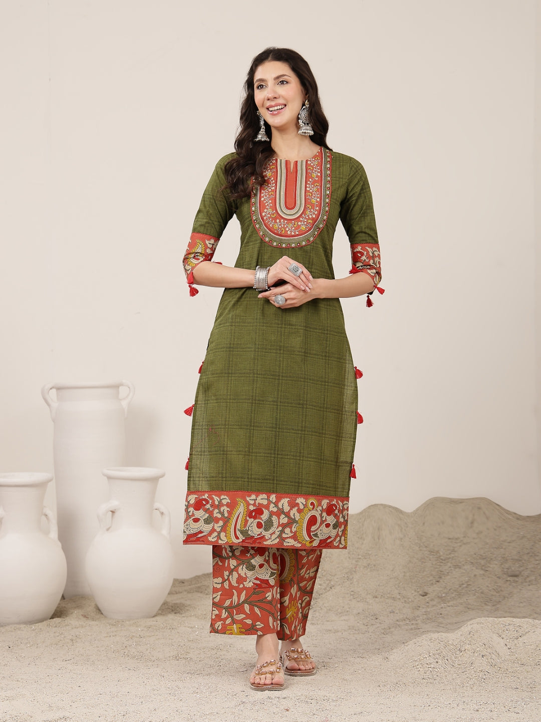 Straight Cotton Printed Kurta Set With Dupatta