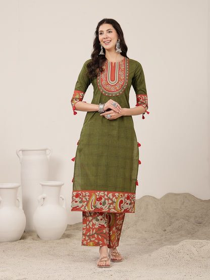 Straight Cotton Printed Kurta Set With Dupatta