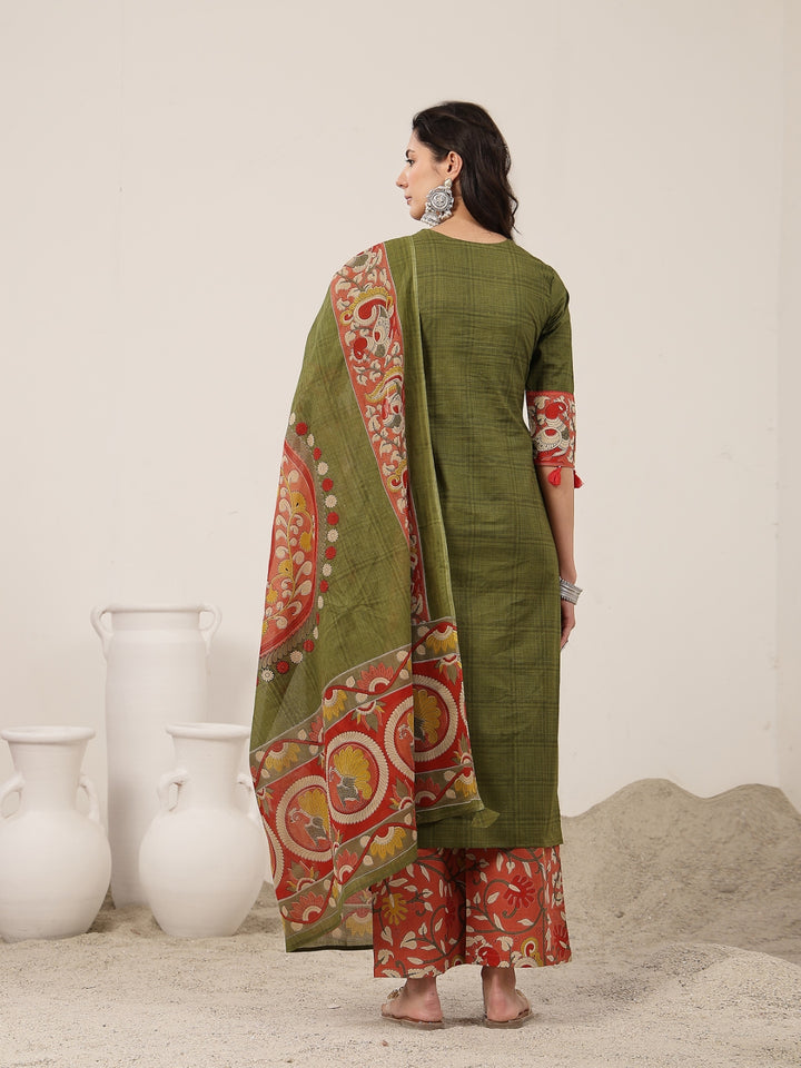 Straight Cotton Printed Kurta Set With Dupatta