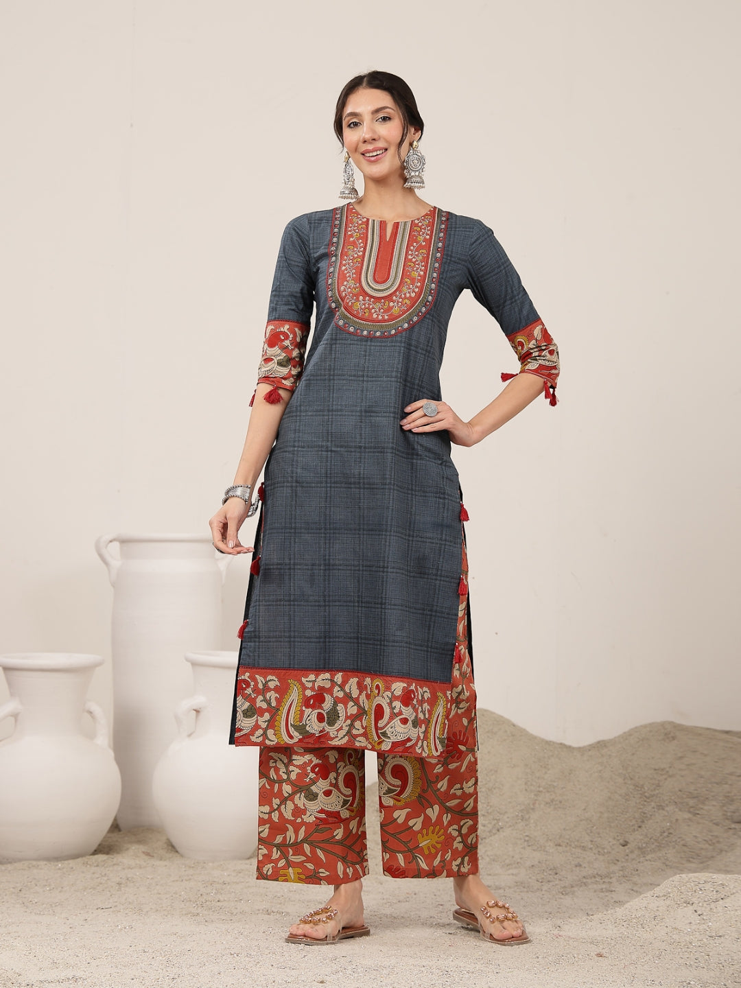 Straight Cotton Printed Kurta Set With Dupatta