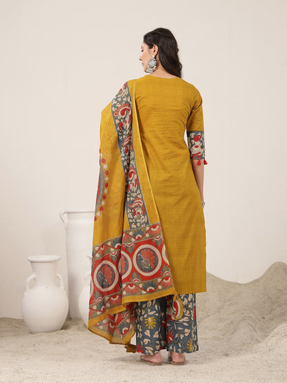 Straight Cotton Printed Kurta Set With Dupatta