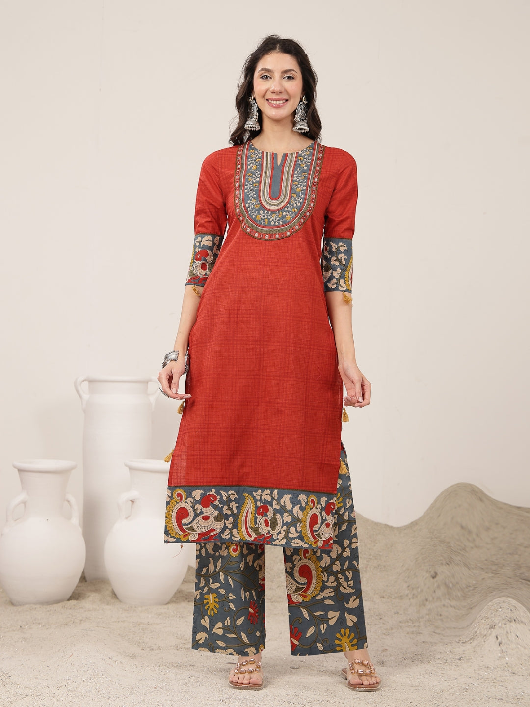 Straight Cotton Printed Kurta Set With Dupatta