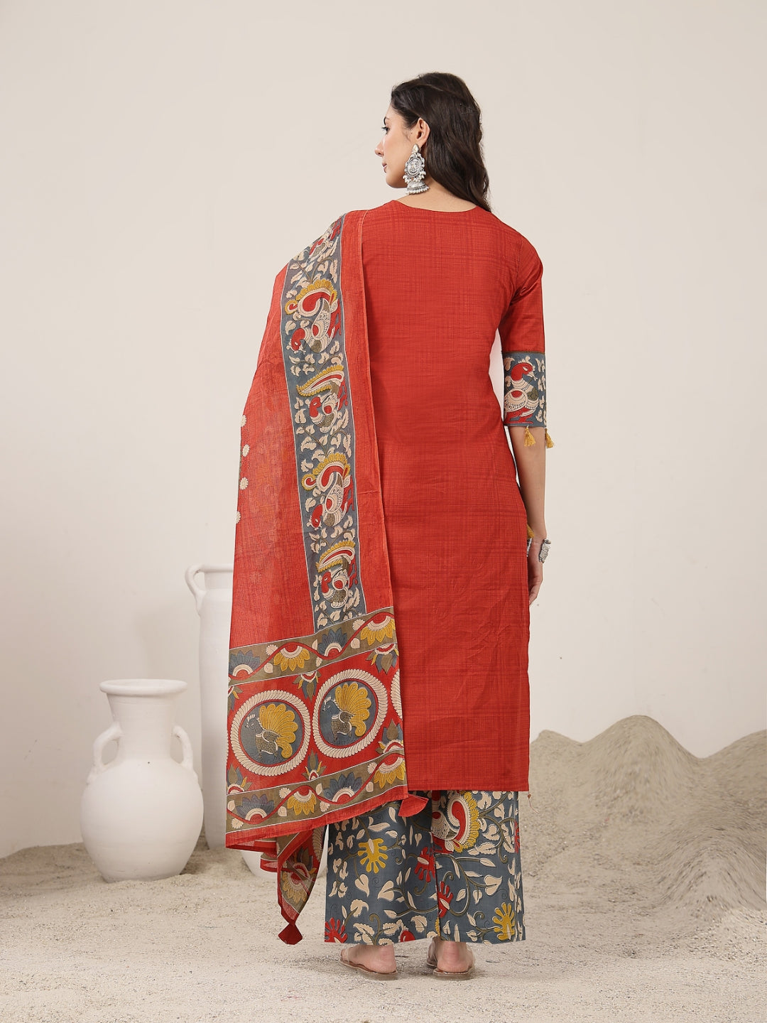 Straight Cotton Printed Kurta Set With Dupatta