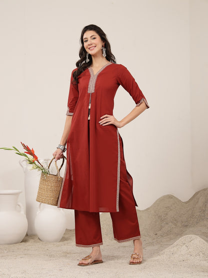 Flared Rayon Solid Kurta Set