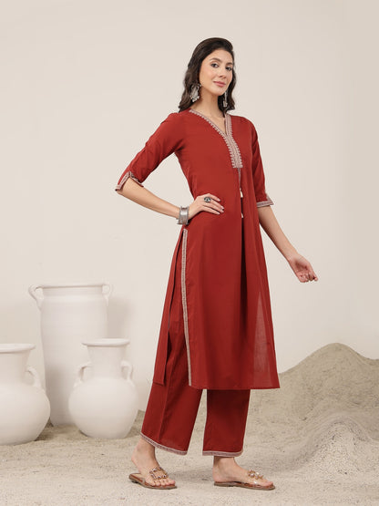 Flared Rayon Solid Kurta Set