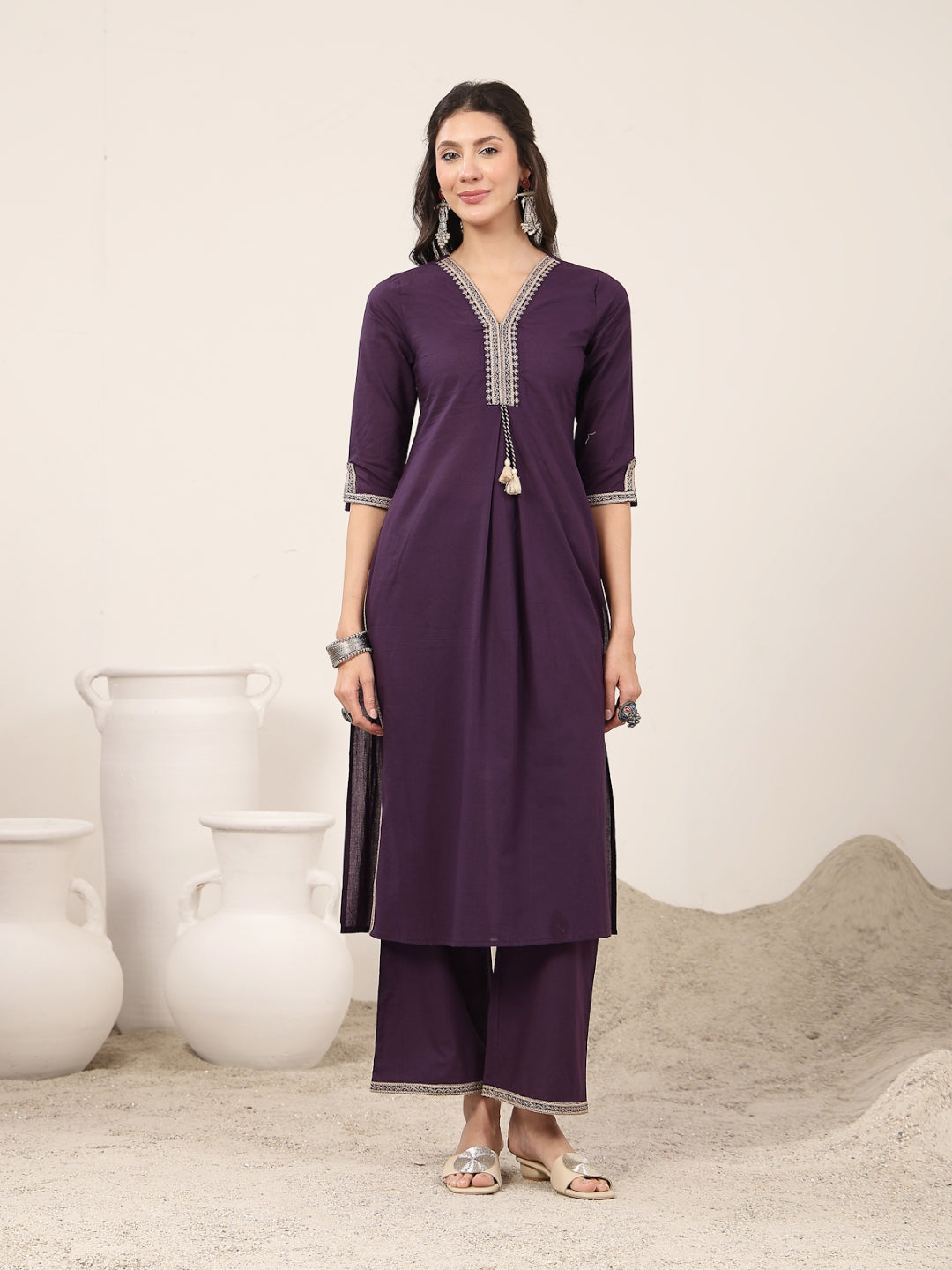 Flared Rayon Solid Kurta Set
