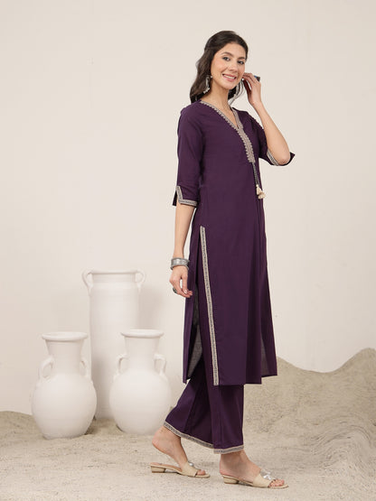 Flared Rayon Solid Kurta Set