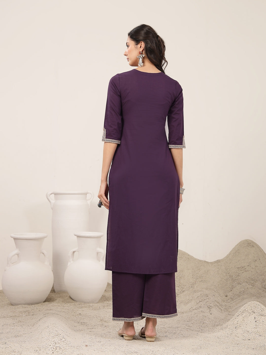 Flared Rayon Solid Kurta Set
