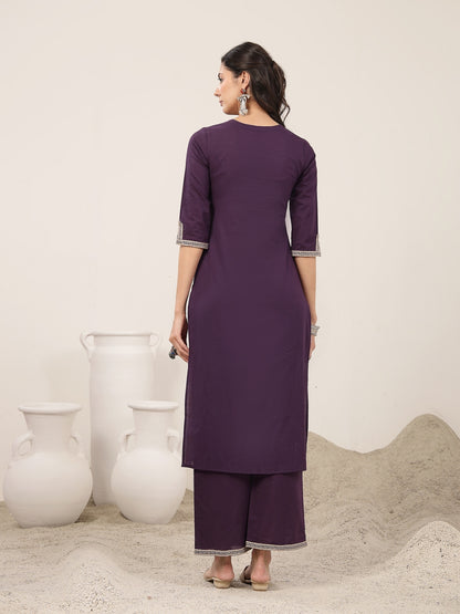 Flared Rayon Solid Kurta Set