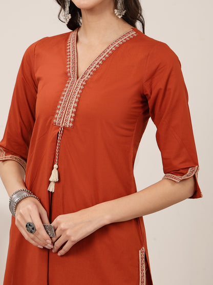 Flared Rayon Solid Kurta Set