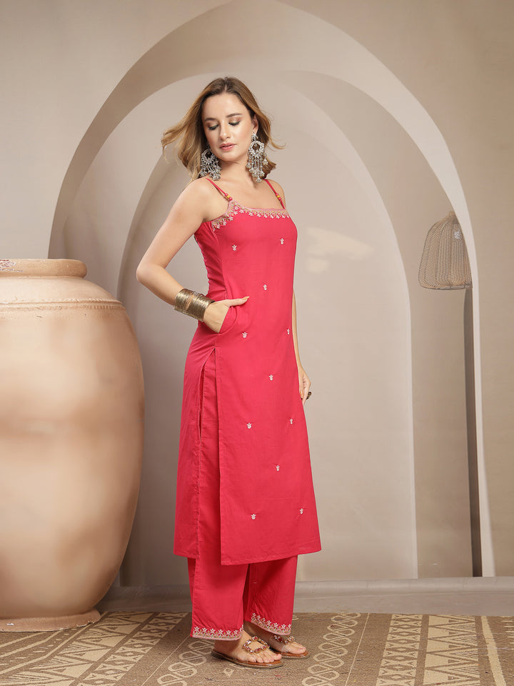 Straight Rayon Solid Kurta Set