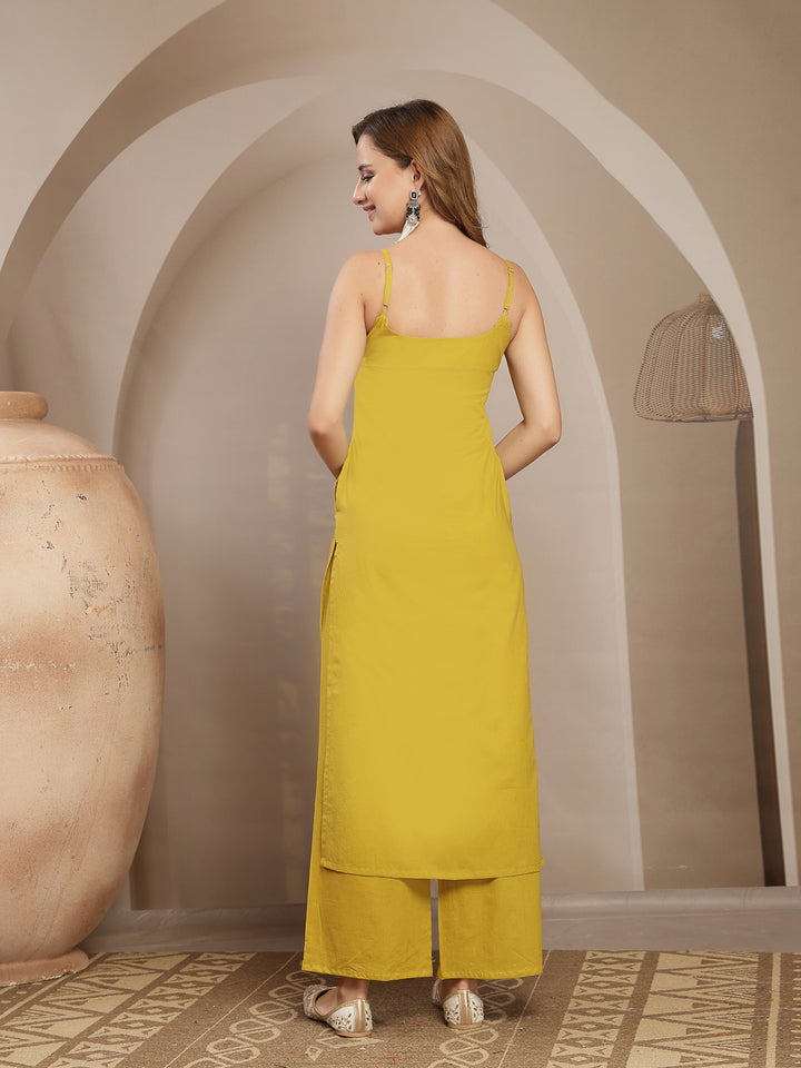 Straight Rayon Solid Kurta Set