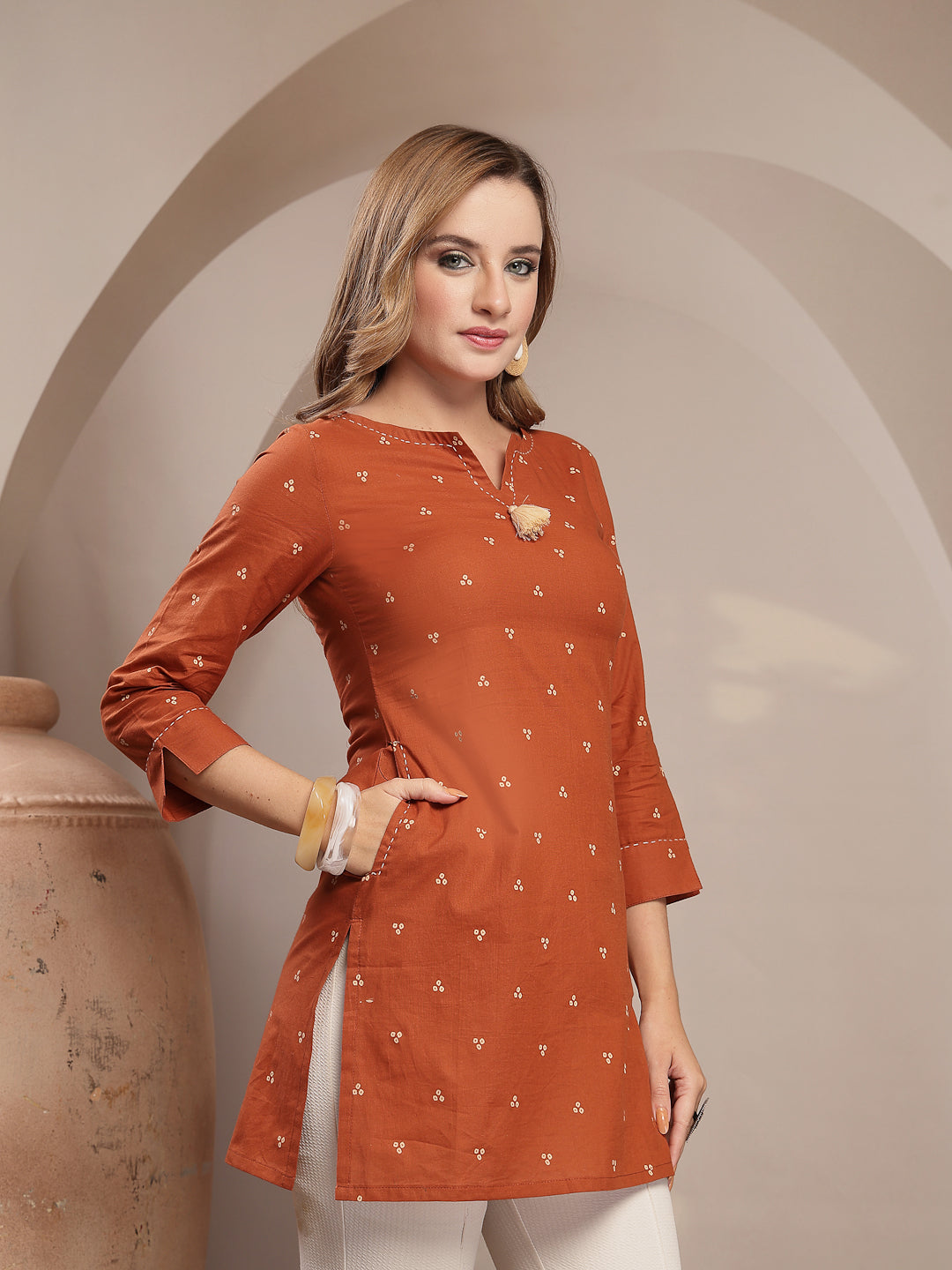 Straight Cotton Printed Top