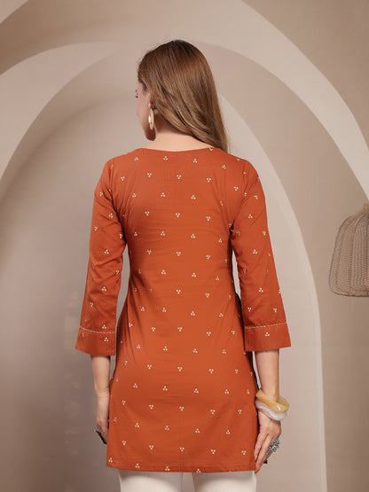 Straight Cotton Printed Top