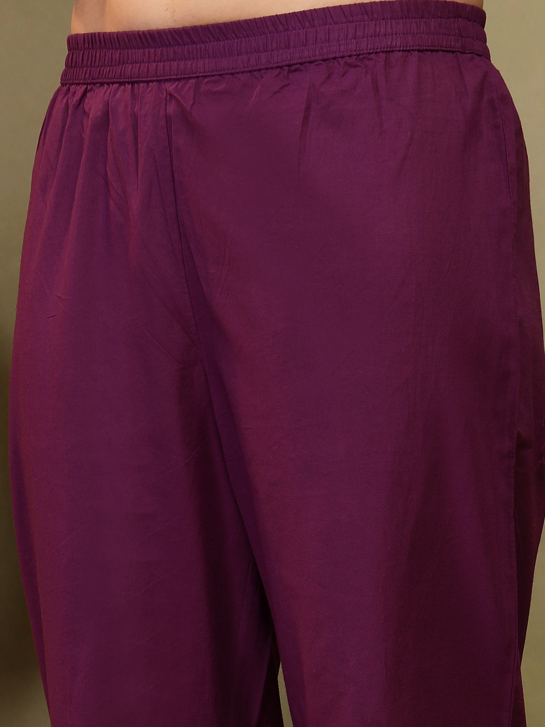 Flared Solid Embroidered Cotton Kurta Set With Malmal Dupatta