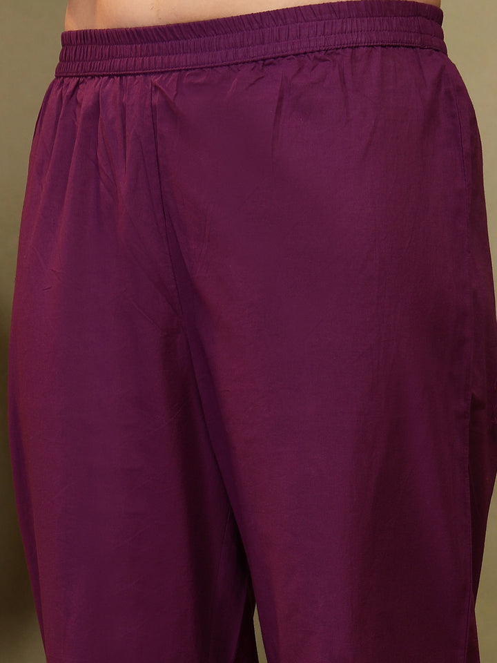 Flared Solid Embroidered Cotton Kurta Set With Malmal Dupatta