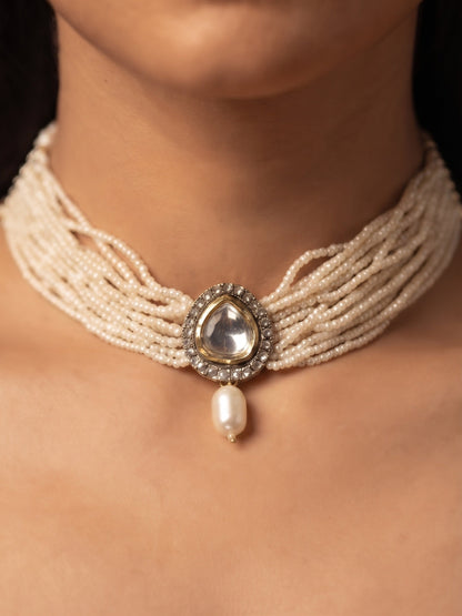 Beautiful White Pearls Statement Jewellery Set For Women