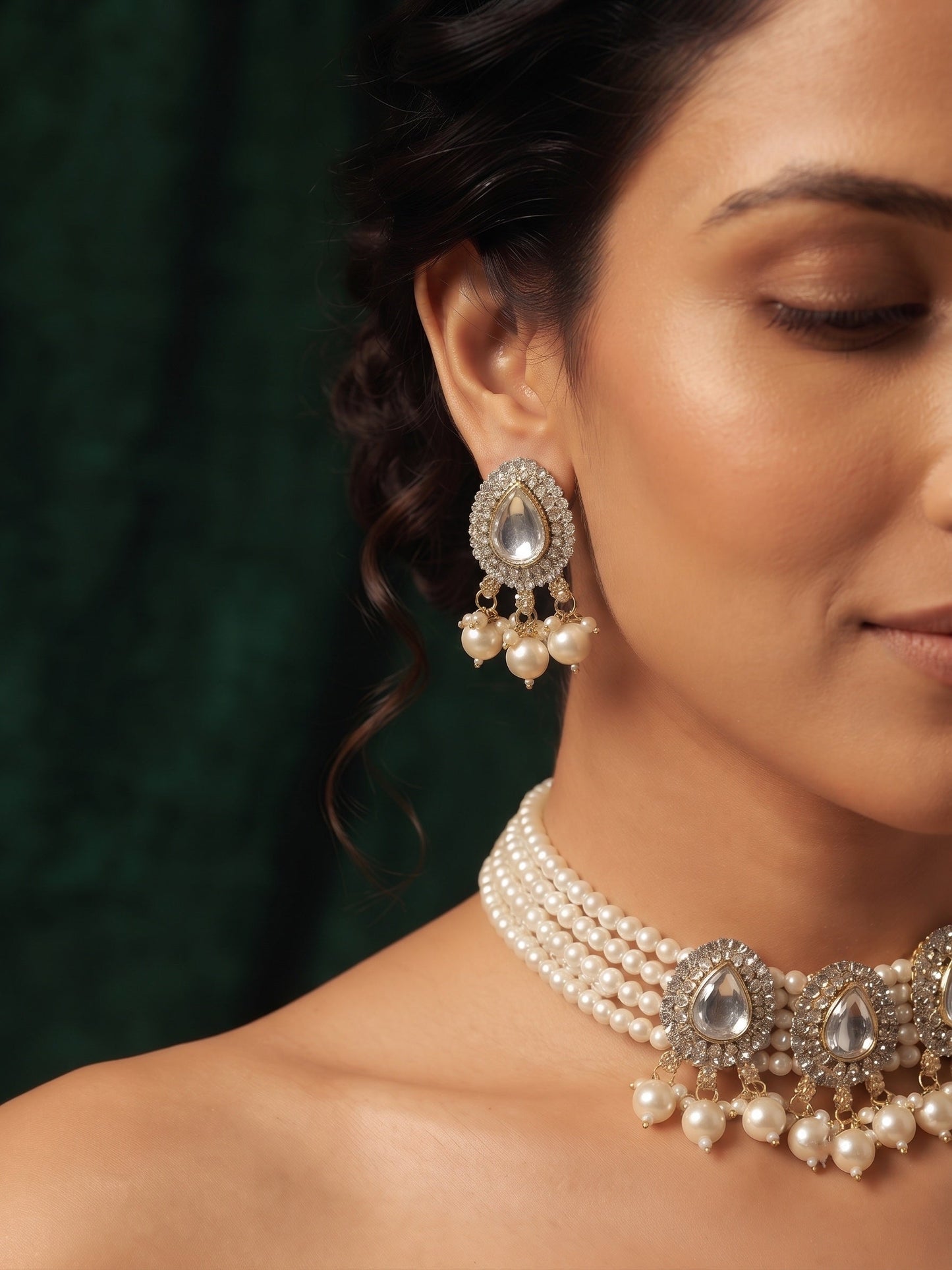 Beautiful Pearls Statement Chokar set With Studs