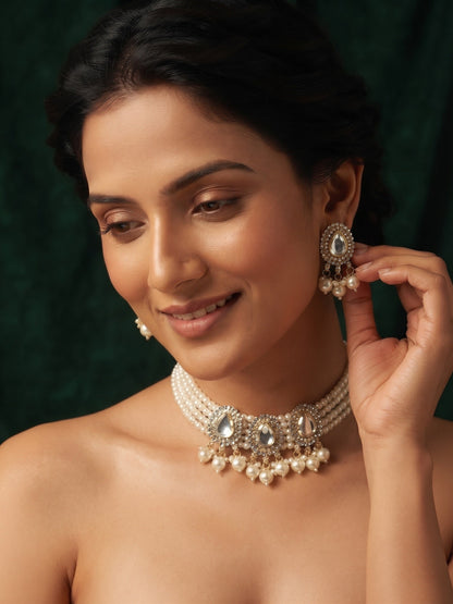 Beautiful Pearls Statement Chokar set With Studs